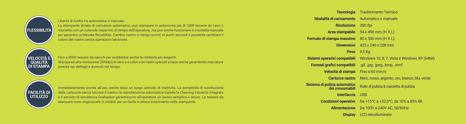 Caratteristiche tecniche Grafoplast Evomax